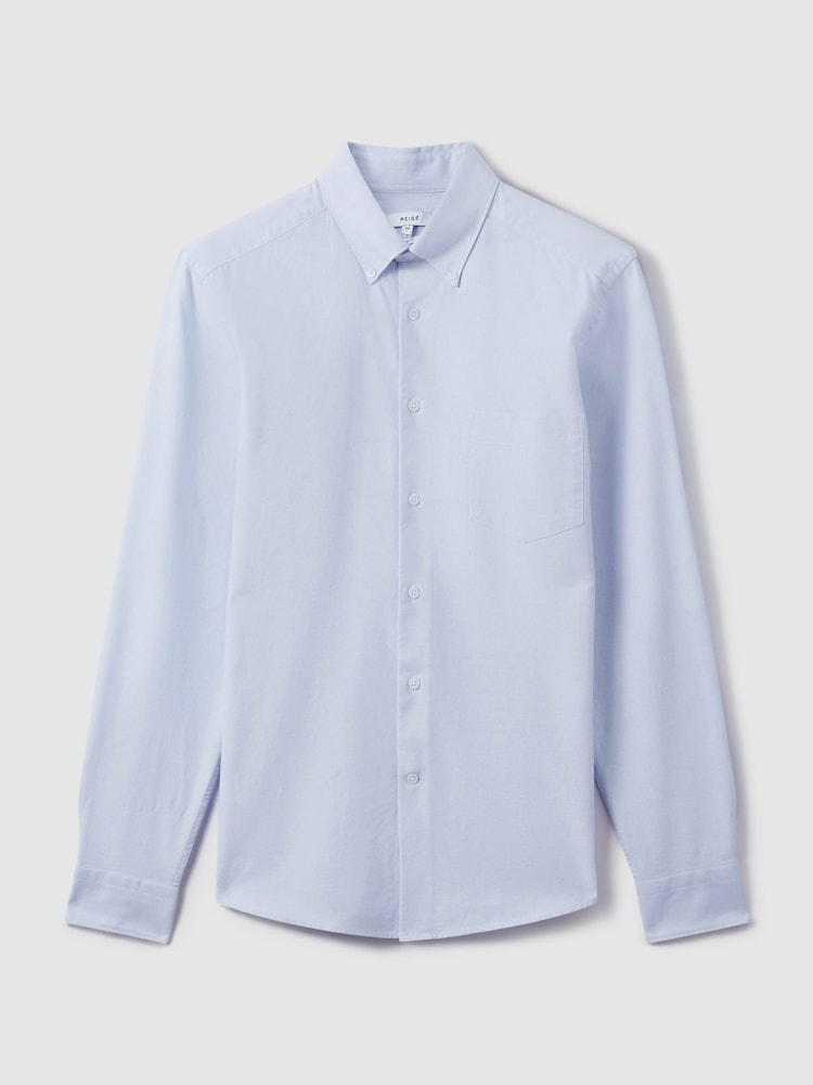 Reiss Soft Blue Greenwich Slim-Fit Button-Down Collar Cotton Oxford Shirt - Image 2 of 8