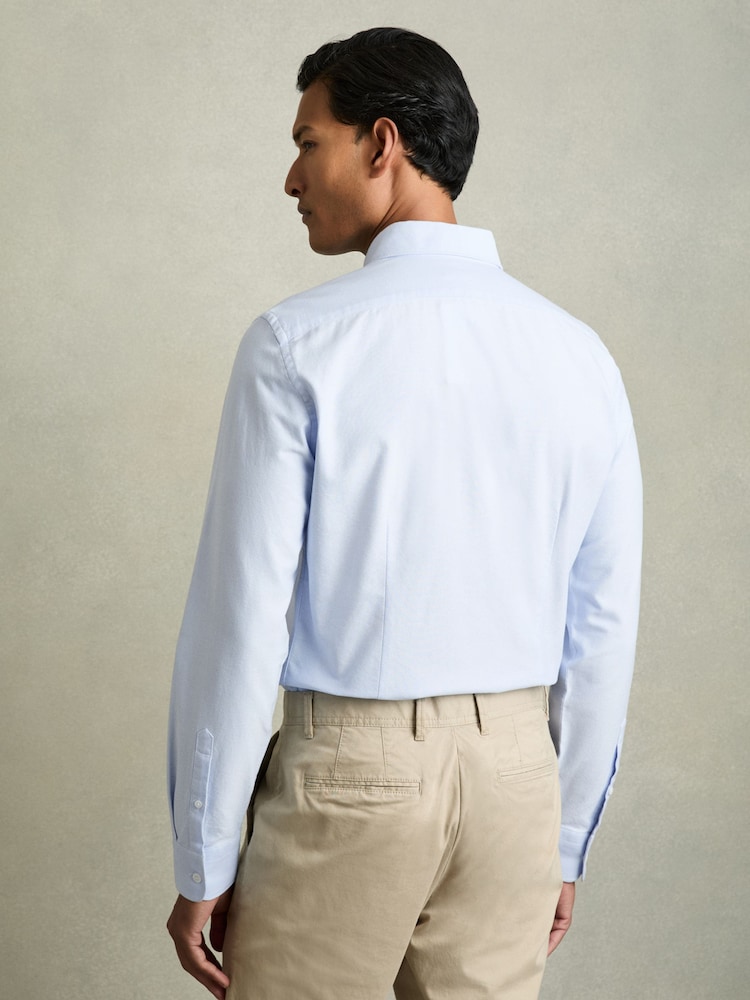 Reiss Soft Blue Greenwich Soft Wash Button Down Oxford Shirt - Image 4 of 8