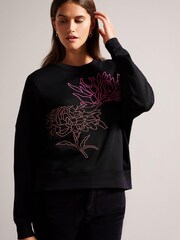 Ted Baker Genno Black Graphic Sweatshirt - Image 1 of 5