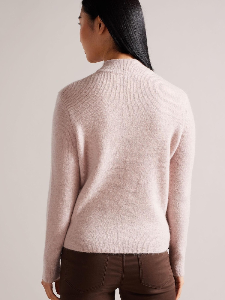 Ted Baker Pink Veolaa Mohair Cable Knit Sweater - Image 2 of 5