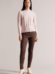 Ted Baker Pink Veolaa Mohair Cable Knit Sweater - Image 3 of 5