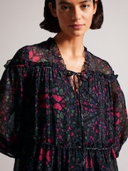 Свободный Оборка ярусное платье мидакси Черный Ted Baker Ellyah - Изображение 3 из 5