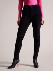 Ted Baker Livviah Velvet Skinny Leg Black Denim Trousers - Image 1 of 4