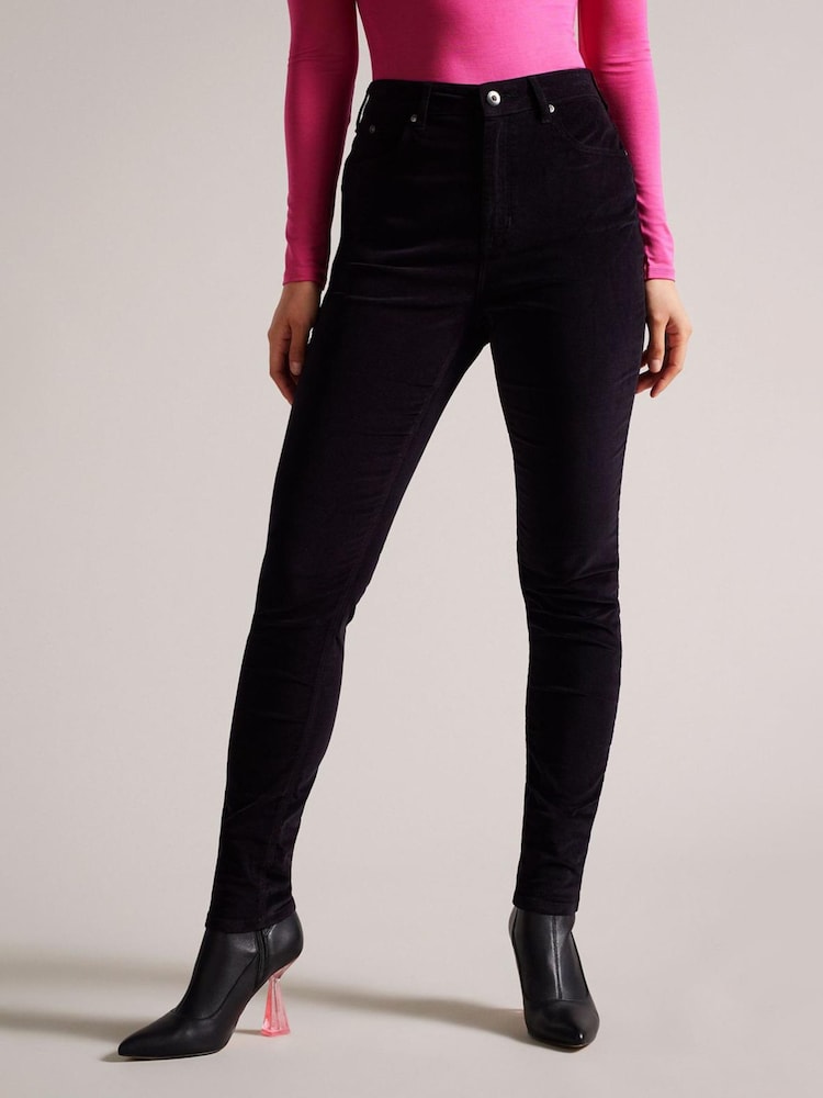 Ted Baker Livviah Velvet Skinny Leg Black Denim Trousers - Image 1 of 4