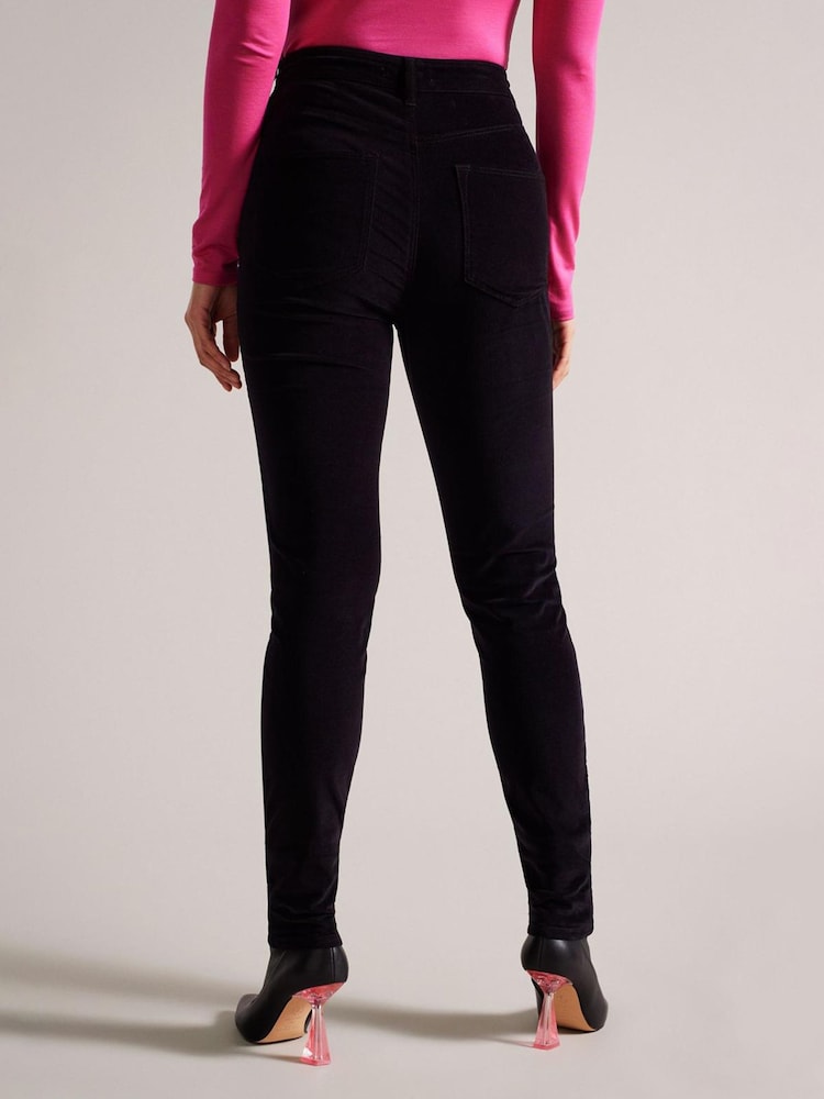 Ted Baker Livviah Velvet Skinny Leg Black Denim Trousers - Image 2 of 4
