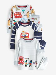 Rot/Blau mit Londoner Doppeldeckerbussen - Kuschelpyjamas im 3er-Pack (9 M.–8 J.) - Bild 1 von 3