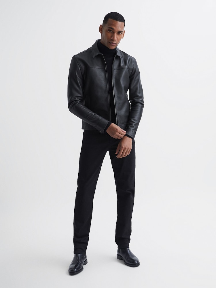 Veste en cuir Reiss Roland zippée - Image 1 de 7
