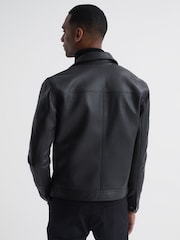 Veste en cuir Reiss Roland zippée - Image 5 de 7