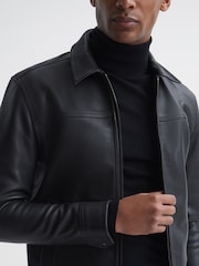 Veste en cuir Reiss Roland zippée - Image 7 de 7