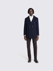 MOSS Blue Peacoat Coat Jacket - Image 2 of 4