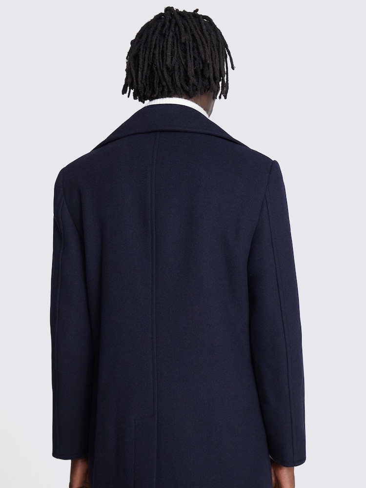 MOSS Blue Peacoat Coat Jacket - Image 4 of 4