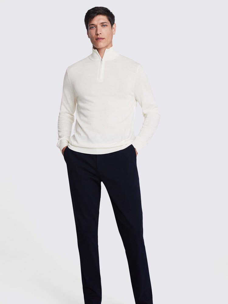MOSS White Merino Blend Quarter Zip Jumper - Image 2 of 5