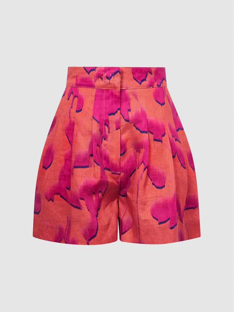 Reiss Orange Sky Linen Printed Shorts - Image 2 of 5