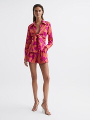 Reiss Orange Sky Linen Printed Shorts - Image 3 of 5