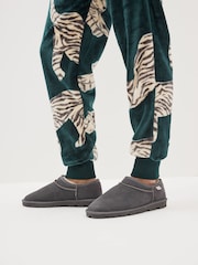 Gris - Pantuflas estilo botín con forro de piel sintética de ante - Imagen 1 de 6