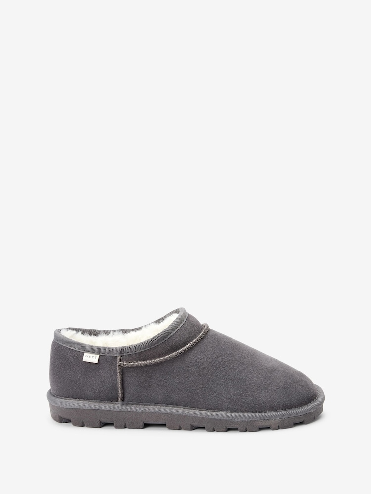 Gris - Pantuflas estilo botín con forro de piel sintética de ante - Imagen 2 de 6