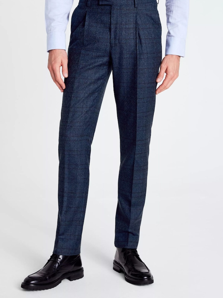 MOSS Tailored Fit Blue Check Suit: Trousers - Image 1 of 3