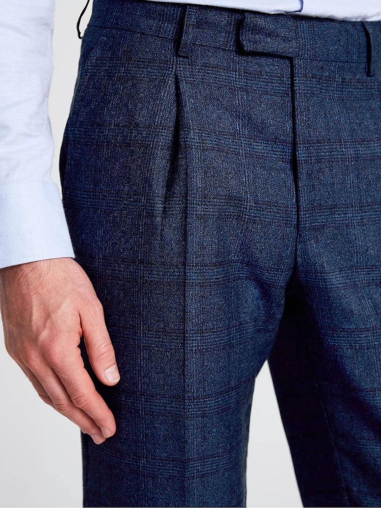 MOSS Tailored Fit Blue Check Suit: Trousers - Image 3 of 3