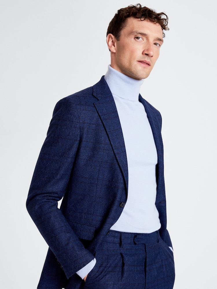 MOSS Tailored Fit Blue Suit: Jacket with Black Check - Image 1 of 1