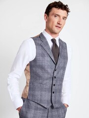 MOSS x Barberis Tailored Fit Grey Chech Suit Waistcoat - Image 1 of 3