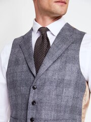 MOSS x Barberis Tailored Fit Grey Chech Suit Waistcoat - Image 3 of 3