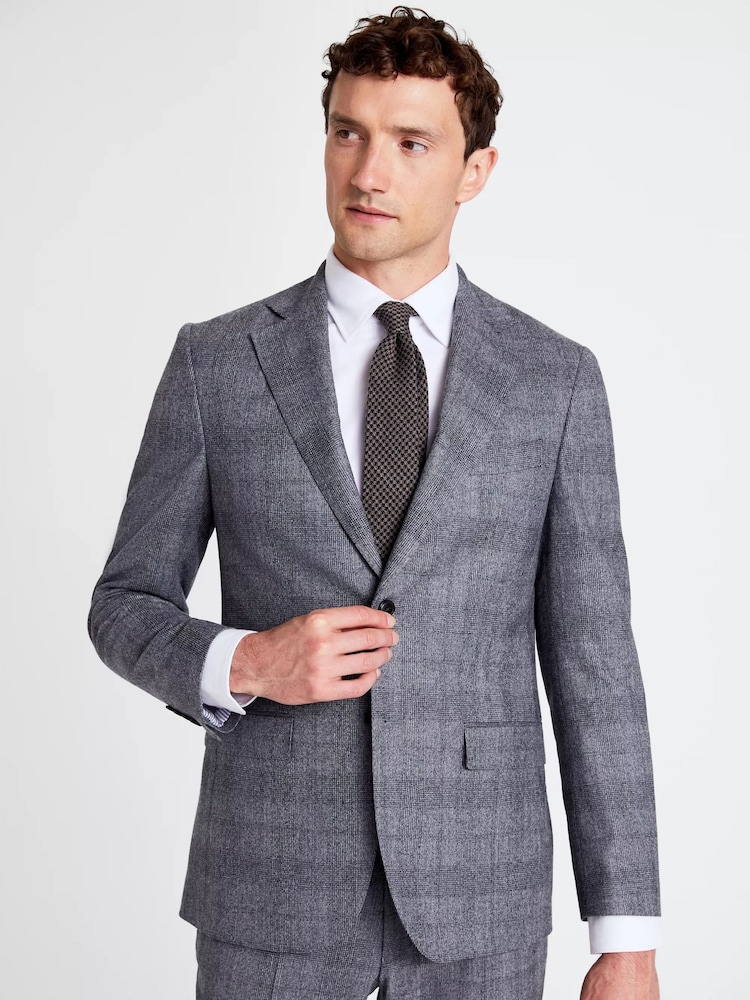 MOSS x Barberis Tailored Fit Grey Check Suit: Jacket - Image 1 of 5