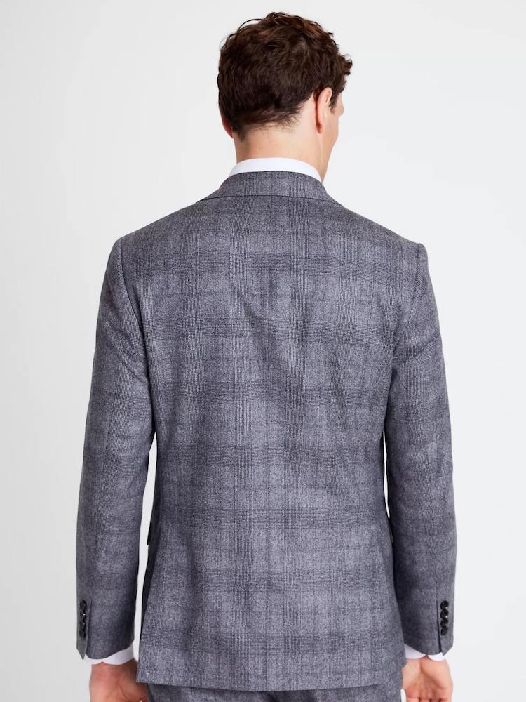 MOSS x Barberis Tailored Fit Grey Check Suit: Jacket - Image 2 of 5