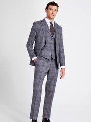 MOSS x Barberis Tailored Fit Grey Check Suit: Jacket - Image 3 of 5