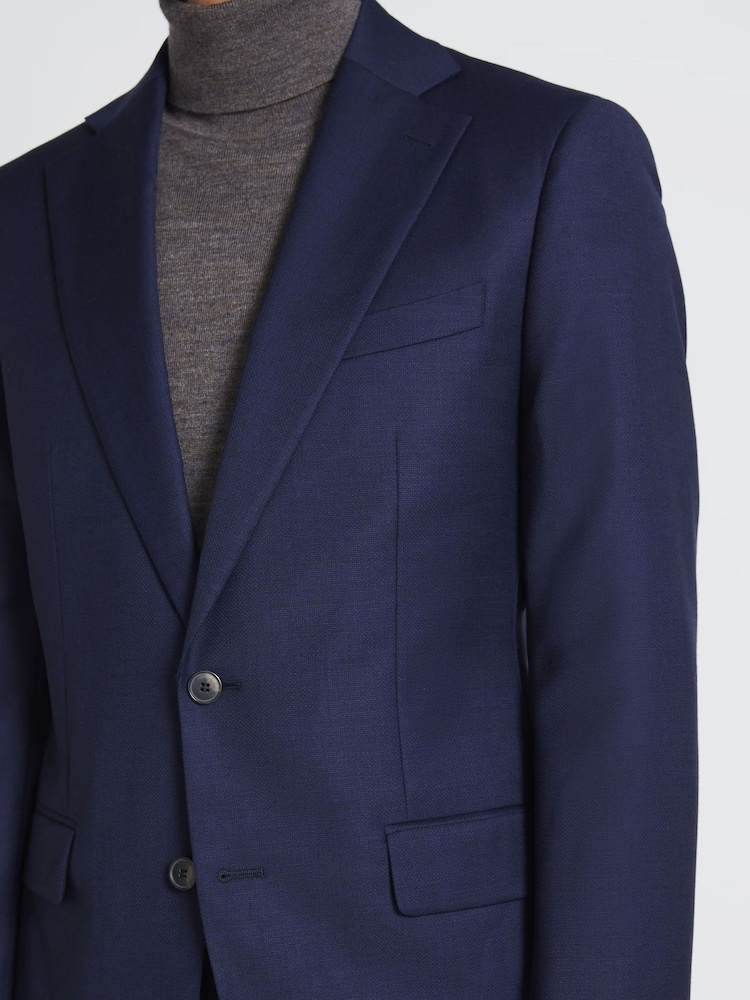 MOSS Blue Tailored Fit Panama Jacket - Image 4 of 4