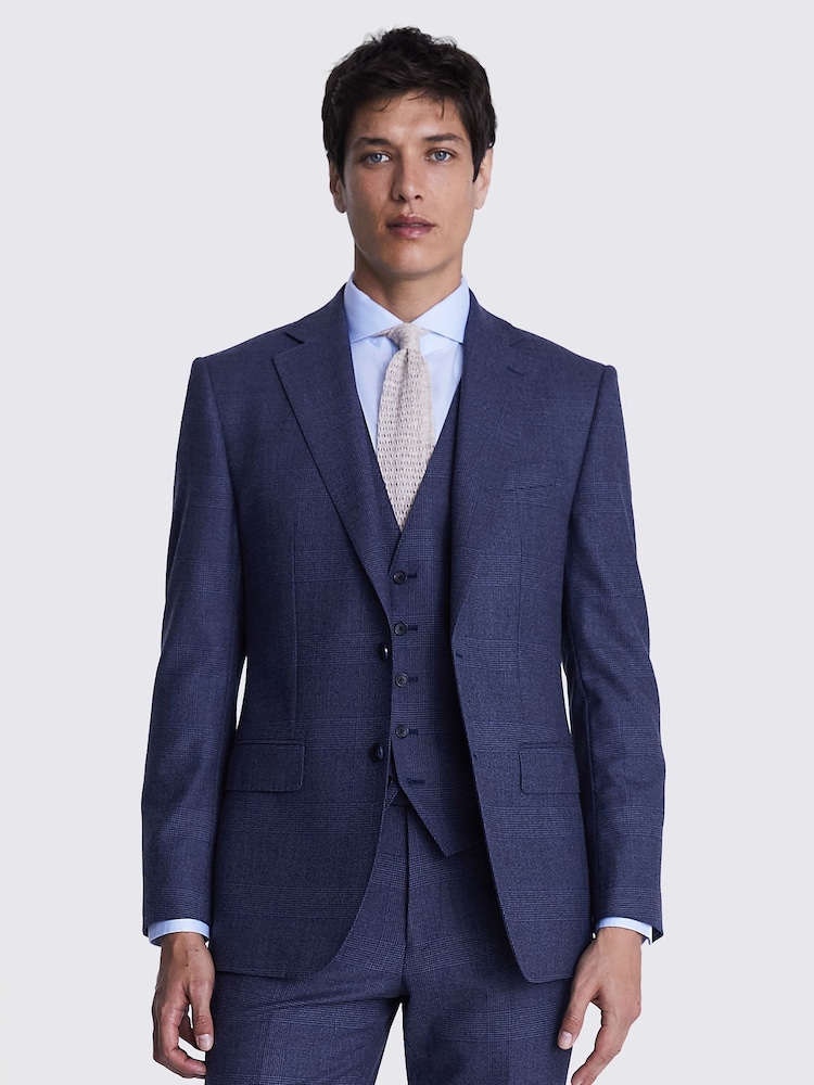 MOSS Blue Tailored Fit Check Jacket - Image 1 of 8