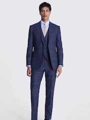 MOSS Blue Tailored Fit Check Jacket - Image 4 of 8