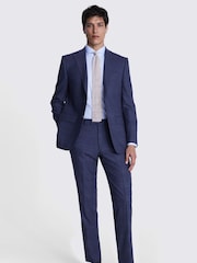 MOSS Blue Tailored Fit Check Jacket - Image 5 of 8