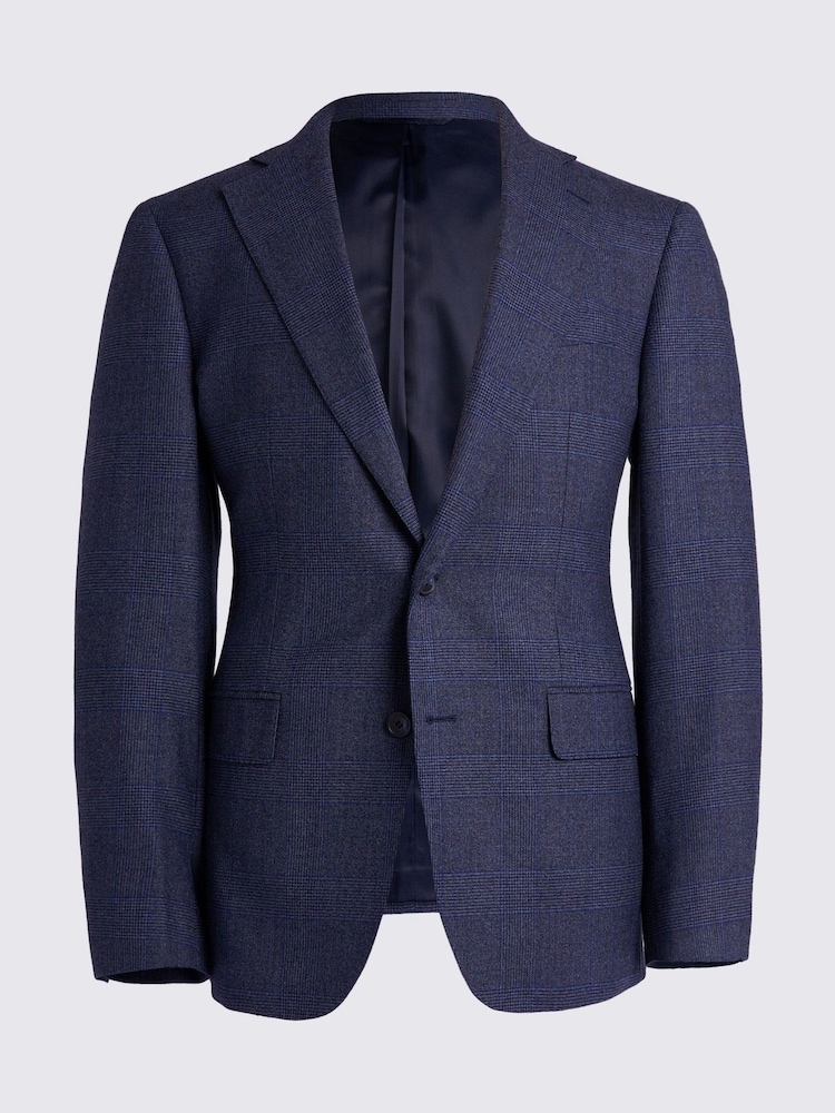 MOSS Blue Tailored Fit Check Jacket - Image 8 of 8