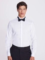 MOSS White Slim Fit Wing Collar Concealed Placket 100% Cotton Dress Shirt - Image 1 of 5