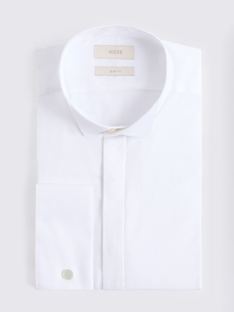 MOSS White Slim Fit Wing Collar Dress Shirt - Image 4 of 4 MOSS White Slim Fit Wing Collar Dress Shirt - Image 4 of 4