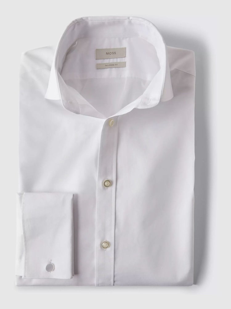 MOSS Off White Tailored Stretch Shirt - Image 4 of 5