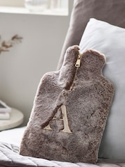 Mink Brown Faux Faur Monogram Hot Water Bottle - Image 1 of 4