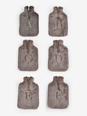 Mink Brown Faux Faur Monogram Hot Water Bottle - Image 3 of 4