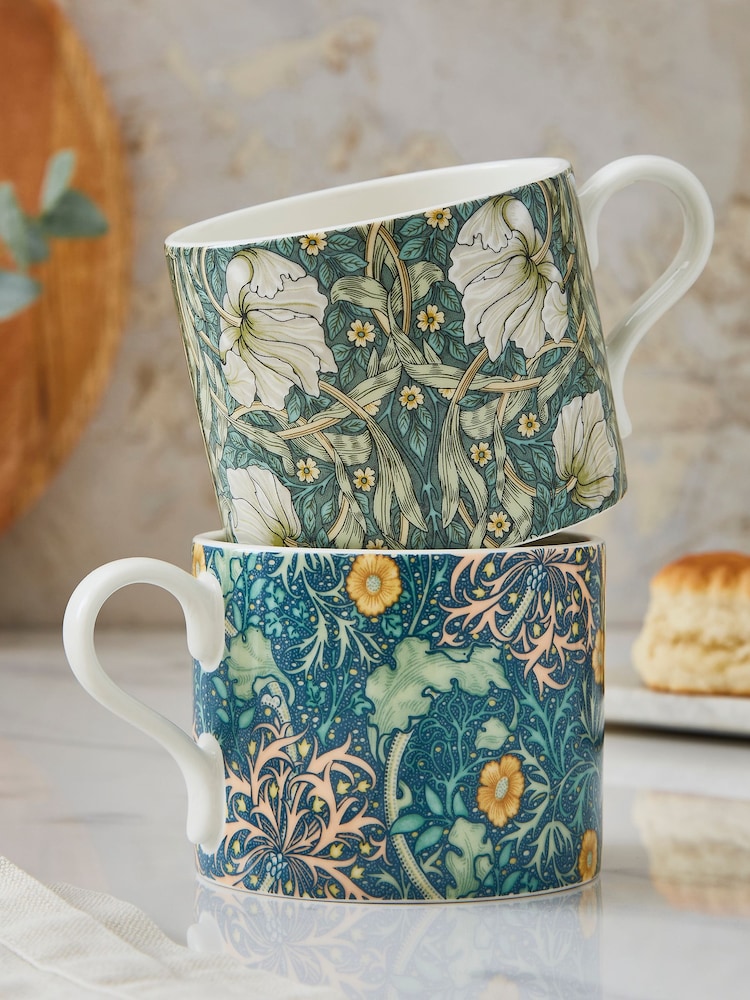 Spode Set of 2 Morris & Co. Seaweed Mugs - Image 1 of 6
