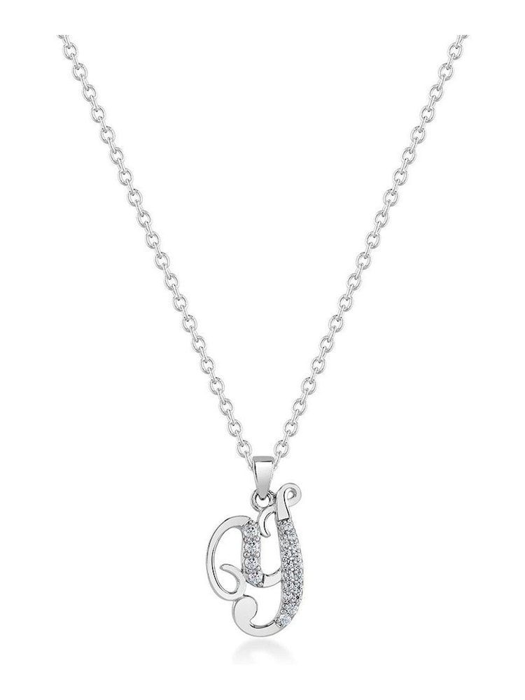 Beaverbrooks Sterling Silver Cubic Zirconia Initial Pendant - Image 1 of 3