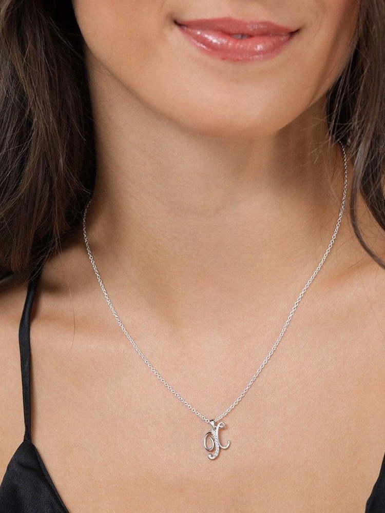 Beaverbrooks Sterling Silver Cubic Zirconia Initial Pendant - Image 2 of 3