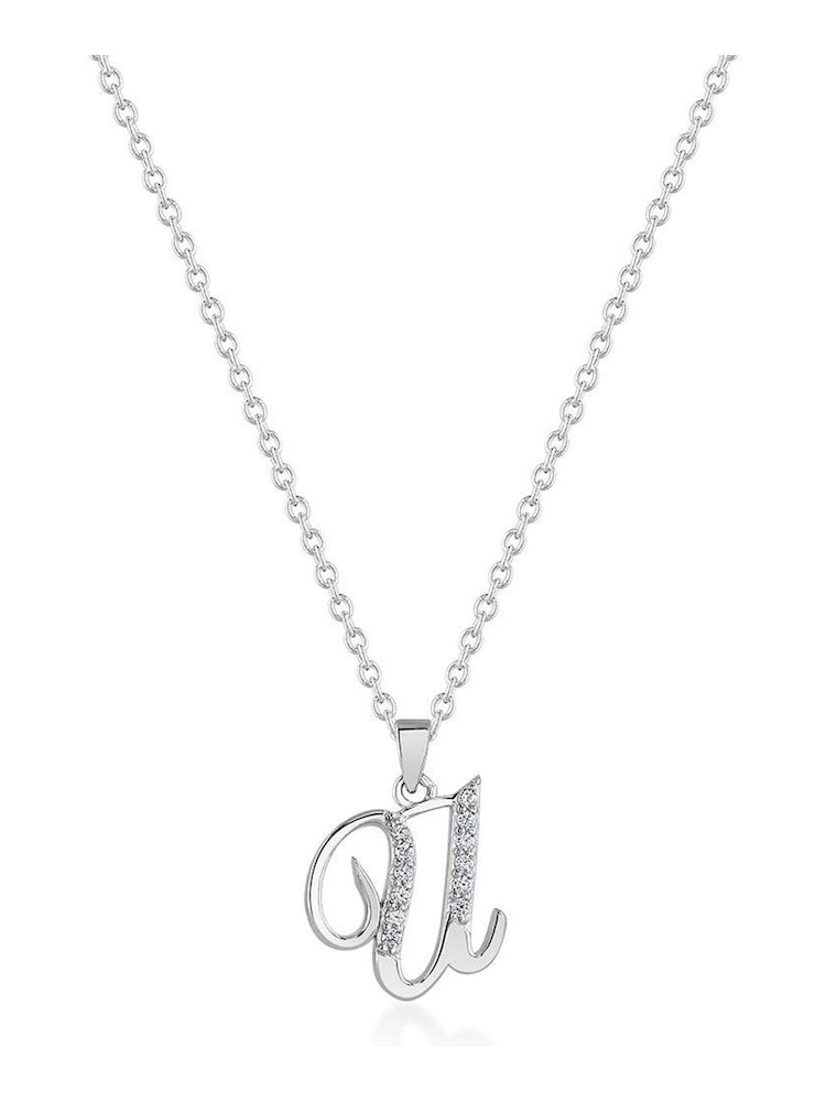 Beaverbrooks Sterling Silver Cubic Zirconia Initial Pendant - Image 1 of 3 Beaverbrooks Sterling Silver Cubic Zirconia Initial Pendant - Image 1 of 3