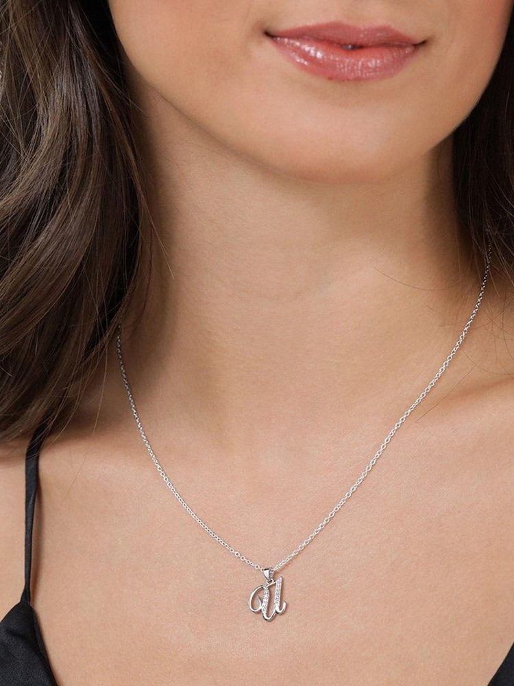 Beaverbrooks Sterling Silver Cubic Zirconia Initial Pendant - Image 2 of 3 Beaverbrooks Sterling Silver Cubic Zirconia Initial Pendant - Image 2 of 3
