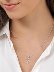 Beaverbrooks Sterling Silver Cubic Zirconia Initial Pendant - Image 1 of 3