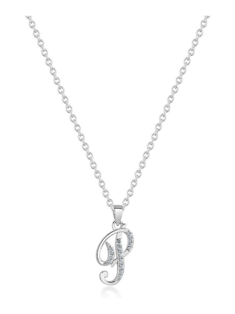 Beaverbrooks Sterling Silver Cubic Zirconia Initial Pendant - Image 1 of 3