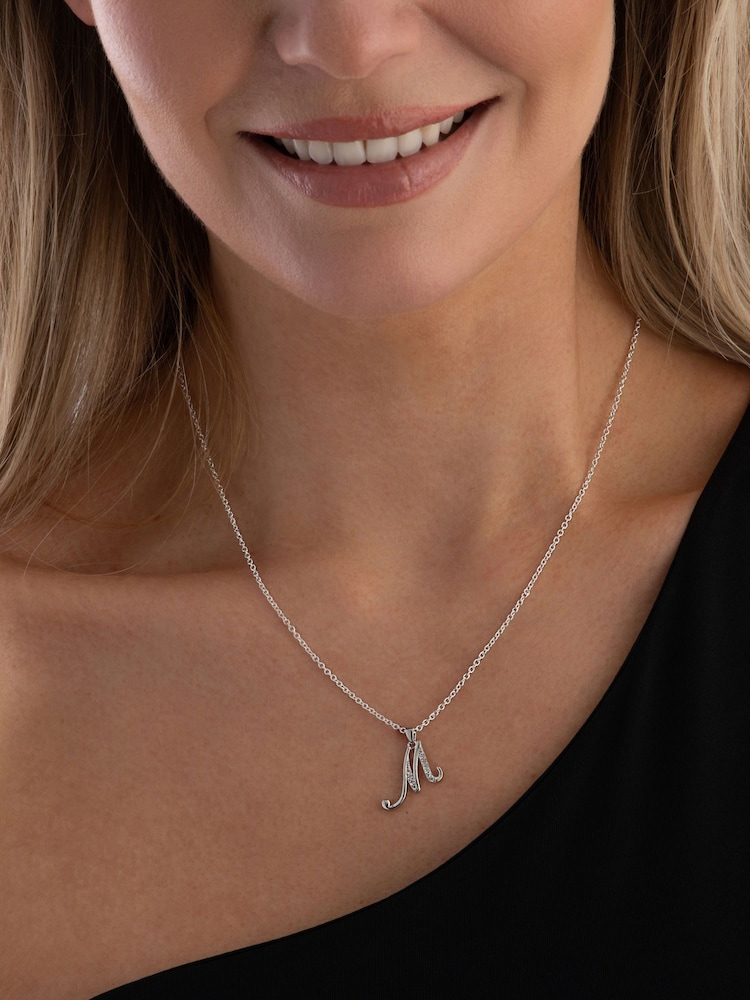 Beaverbrooks Sterling Silver Cubic Zirconia Initial Pendant - Image 4 of 4