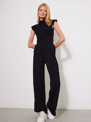 Mint Velvet Black Palazzo Wide Trousers - Image 1 of 6