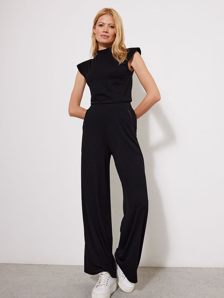 Mint Velvet Black Palazzo Wide Trousers - Image 1 of 6