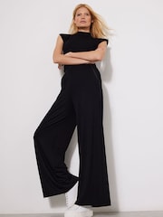 Mint Velvet Black Palazzo Wide Trousers - Image 3 of 6