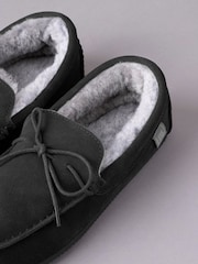Lakeland Leather Black Mens Sheepskin Moccasin Slippers - Image 3 of 3